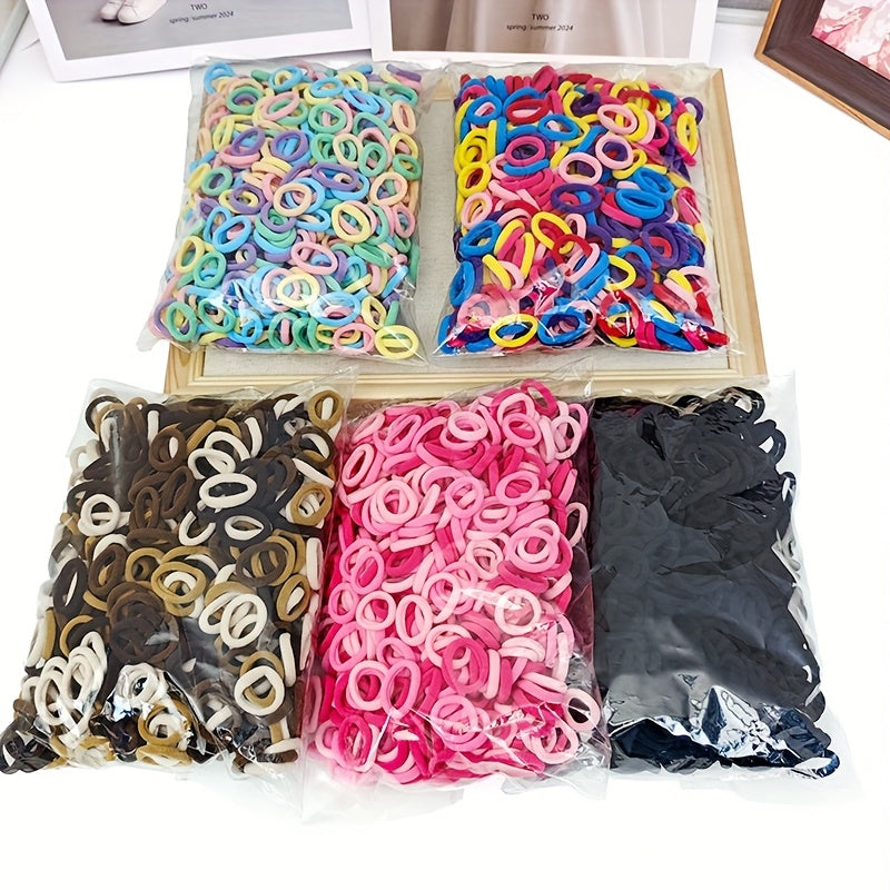 TEMU 300pcs Of High And Durable Polyester Headbands, Candy Colored Sweet Pink Headbands - Bright Mixed Colors, Mixed Color Hair String Set, Bright