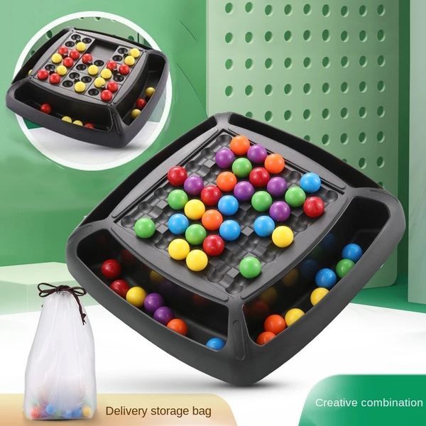 2 Players Small Size 16CM Rainbow Ball Matching Brain Game Intelligent Four in a Square Board Game Educational Toys For Kids