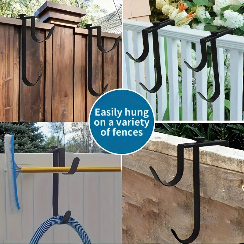 TEMU 2pcs Heavy Duty Adjustable Aluminum Pool Pole Hooks - Rustproof Fence Hooks For Pool Accessories, Hose Holders & More - , Durable Metal