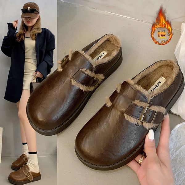 House Slippers Platform Shoes Women fur flip toe Pantofle plush slider shoes for women House Slippers Plat 250103