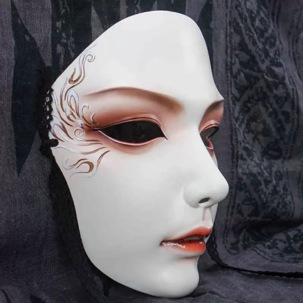 Full Face Mask Chinese Style Party Mysterious Dress Hand-painted Hanfu LL