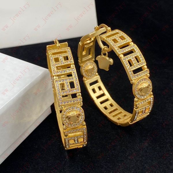 Designer earrings 6cm hoops Earrings Classic Mythology Carved Portrait Pendant High Quality Brass Zircon Luxury Jewelry Women&#039;s Wedding