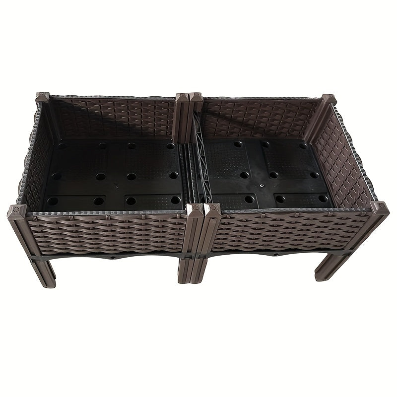 TEMU Square Raised Vegetable Planter With Drainage System, Suitable For All Weather, Can Increase Planting Box Pot Garden, Lawn, Flowerpot, Outdoor