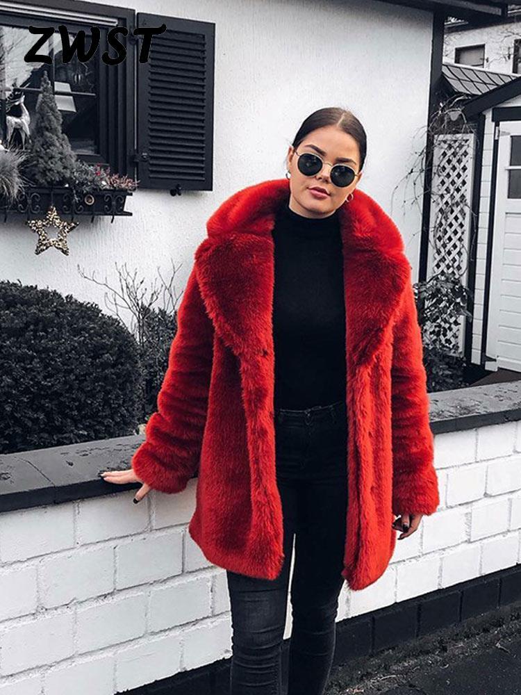 Warm Fur Coat Women Autumn Winter Thick Turndown Collar Pockets Loose Female Overcoat 2024 New Fashion Solid Street Lady Outwear