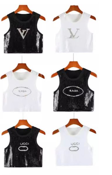 Womens Tanks womens designer Womens Tank Top Summer Slim Sleeveless Camis Croptop Outwear Elastic Sports Knitted T shirts Solid Stripe Color