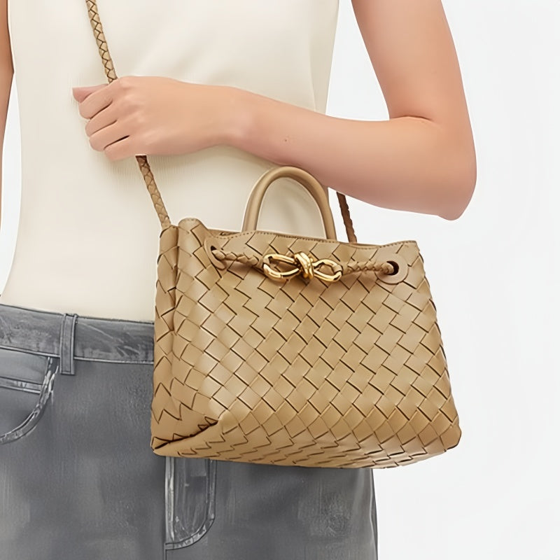 10A mirror quality designer Andiamo handbag women&#039;s leather versatile woven handle handbag luxury sheepskin white crossbody bag parachute bag