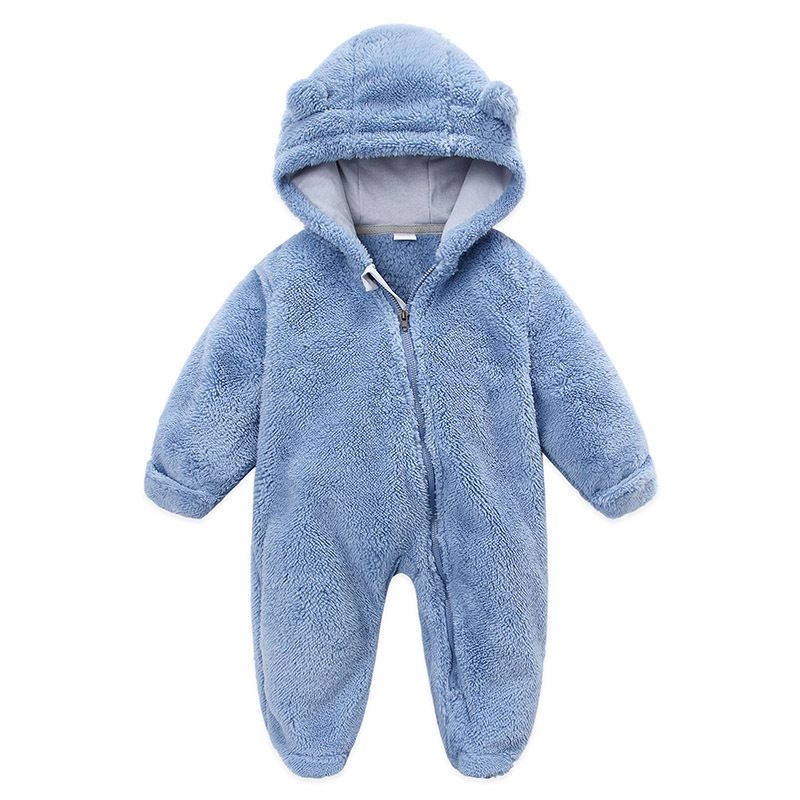K589 Olekid Autumn Winter Newborn Overalls Plus Velvet Hooded Girl Romper 01 Years Infant Toddler Boy Jumpsuit Outfit Drop Delivery Baby