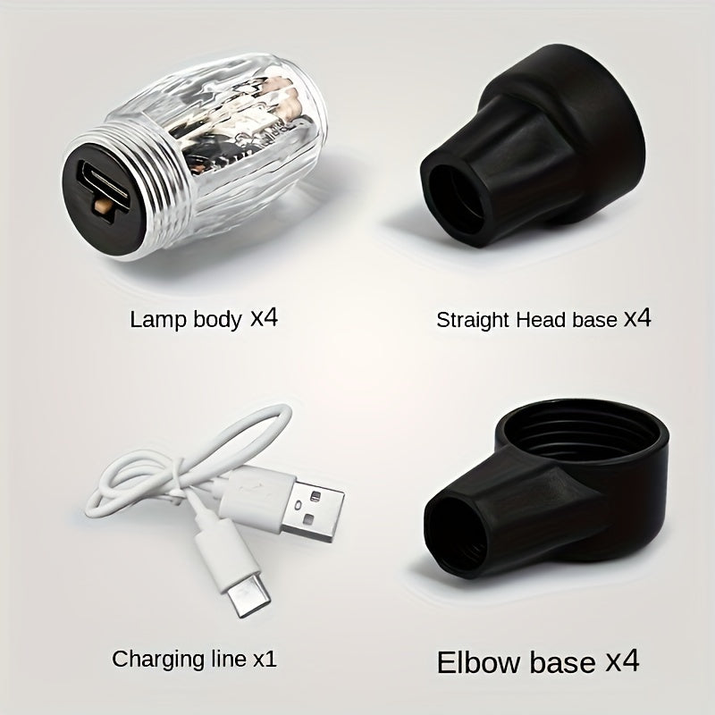 TEMU 4pcs Tire Valve Cover Lights, Led Wheel Lights, Car Valve Cover Tire Valve Cover Night Light Sensing -color Breathing Light Suv Motorcycle