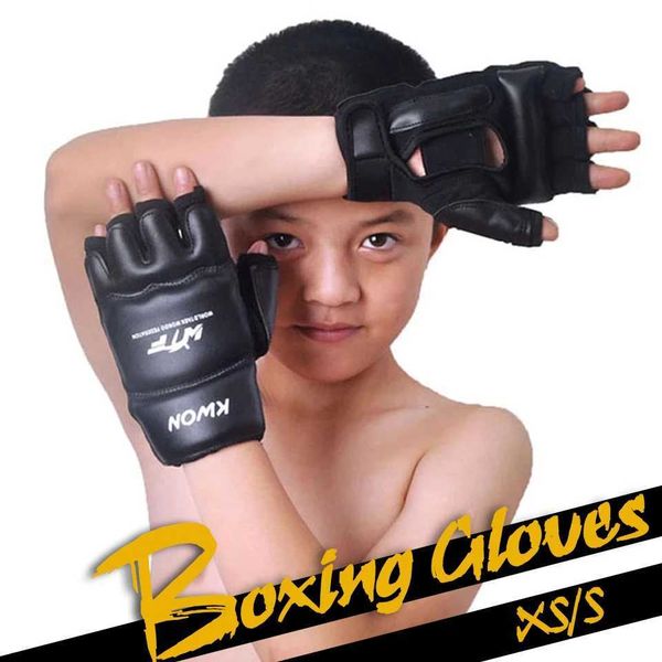 Protective Gear GOBYGO Half Fingers Kids Sandbag Training Boxing Gloves PU Leather Fitness Sparring Taekwondo Gloves Fighting Hand Protector