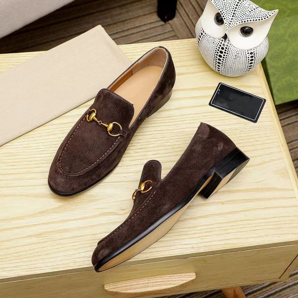 Luxurious Designer Men Dress Shoes Genuine Leather Suede Black Brown Moccasins Business Handmade Shoe G Formal Party Office Wedding Men Loaf