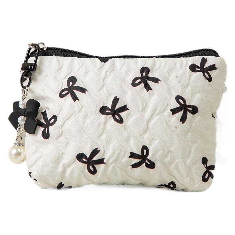 S235M Wind pleated bow cosmetic bag niche design convenient lipstick clutch