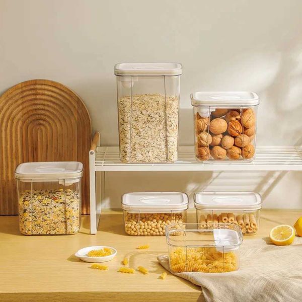 Sed kitchen grain organizer plastic moisture-proof food jar dry fruit tea storage box with spoon Y241104