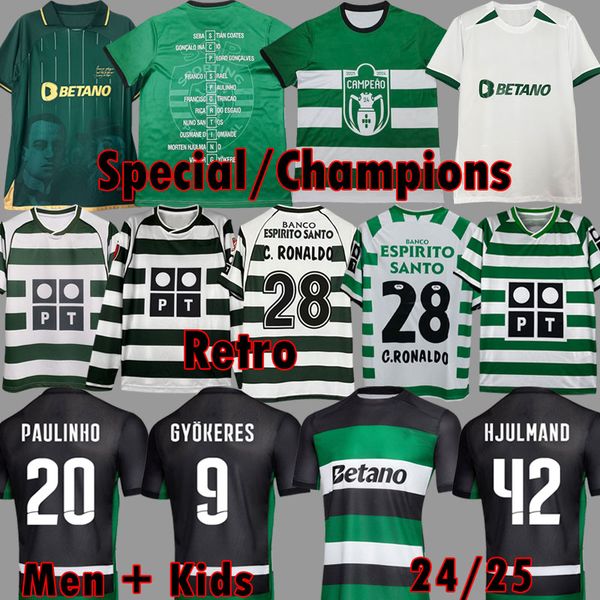 24 25 Sporting CP 01 02 03 04 Lisboa retro soccer jerseys ronaldo Marius Niculae Pinto 2001 2002 2003 2004 2024 2025 Vintage football shirts