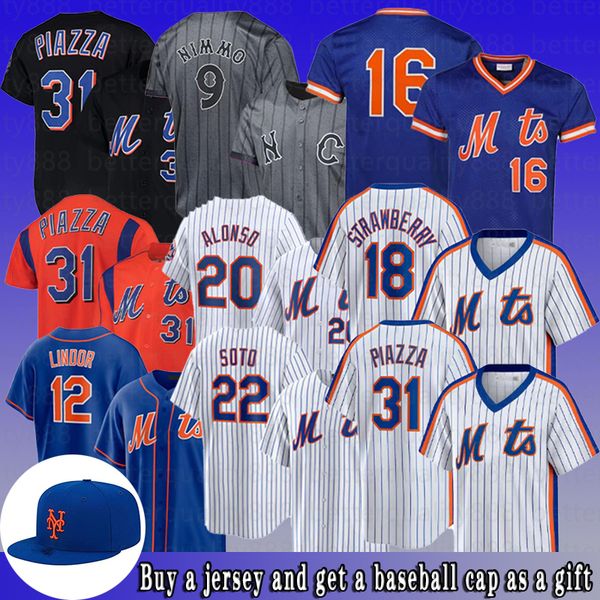 Juan 22 Soto Custom Mets Baseball Jersey Francisco 12 Lindor Pete 20 Alonso Brandon 9 Nimmo Jeff McNeil Starling Marte Darryl 18 Strawberry