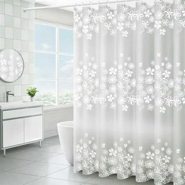 Bathroom waterproof PEVA shower curtain set with hooks bathtub white rattan Mildew waterproof curtains transparent shower screen W240808