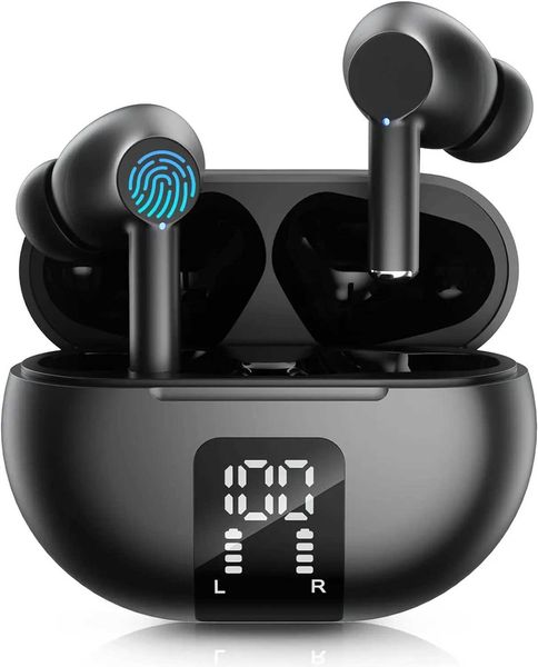 Cell Phone Earphones Wireless earphones Bluetooth 5.3 earphones 60H playback LED power display earphones microphone noise cancellation stere