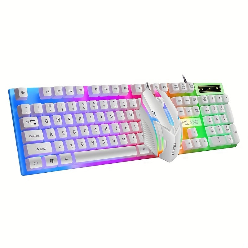 TEMU 104 Key Full-size Illuminated Keyboard, Silent Wired Gaming Keyboard, Rgb Light Mechanical Gaming Keyboard And Mouse Combination - Ultra-high ,