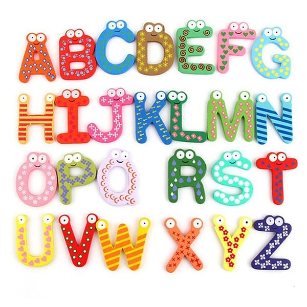 1Set Magnetic Learning Alphabet Letters Fridge Magnets Refrigerator Stickers Wooden Educational Kids Toys for Children 241120