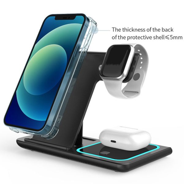 15W 3 In 1 Foldable Cell Phone Chargers Charger Stand Portable Wireless Charging Station For iPhone Samrtphone Apple Watch