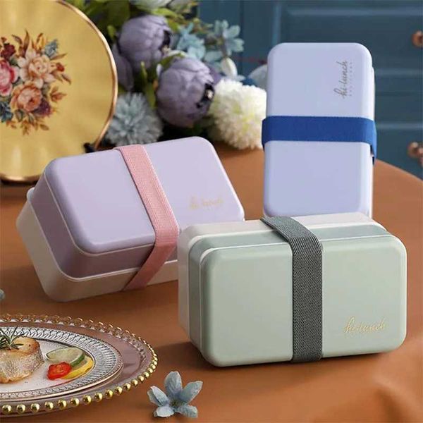 Double-layered Lunch Box Portable Bento Box Sed Leak-proof For School Kids Off Worker Microwave Container Food Storage BoxT250205