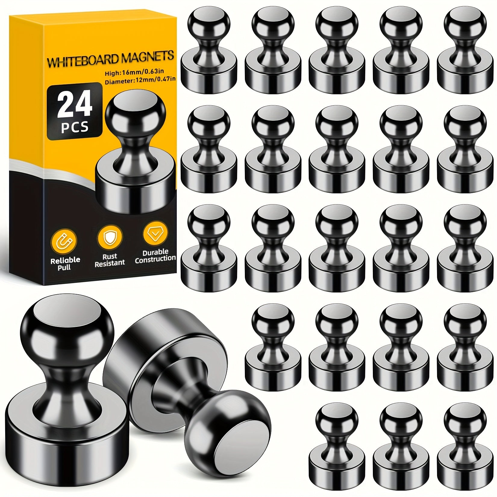 TEMU Sidiper 24pack Magnetic Push Pins, Fridge Magnets For Whiteboard, Whiteboard Magnets, Refrigerator Magnets Decorative For Schedule, Small And