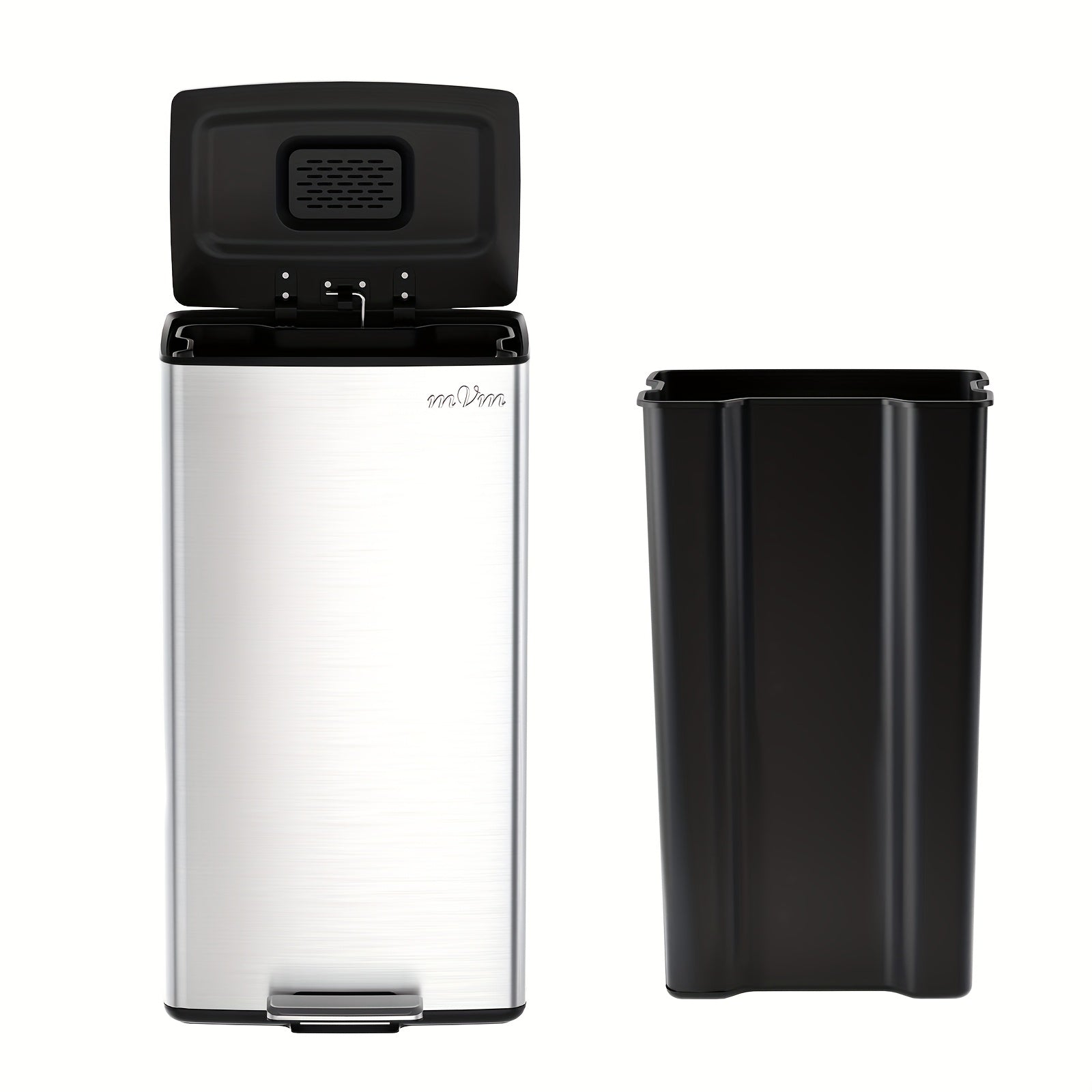 TEMU Mvm 10.6gal-40l Commercial-grade Stainless Trash Can - Foot Pedal & Advanced | Military Rustproof, Fits 13-gallon Bags | Silent Kitchen-office