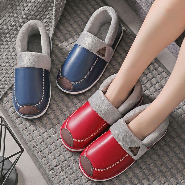 Cotton Women, Bags Home Lovers, PU Anti Slip Warm, Fuzzy And Plush Cotton Shoes Men, Thick Soled Slippers For Winter