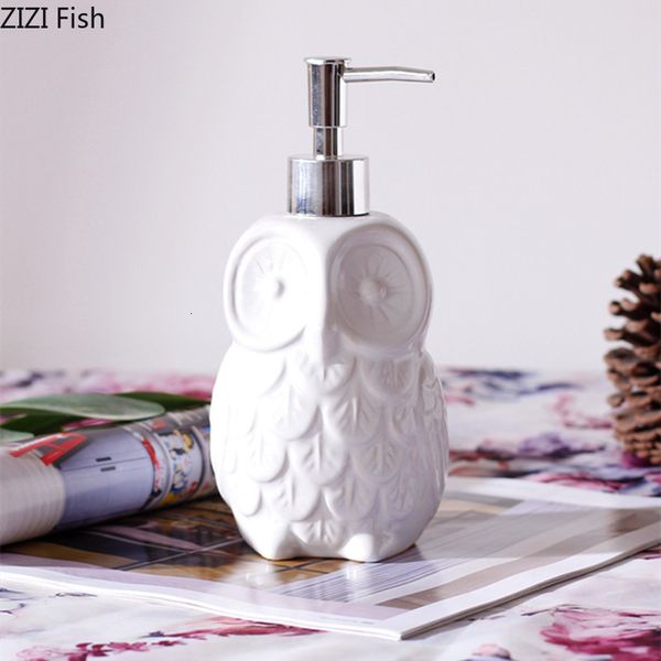 Toothbrush Holders 500ml Owl Soap Dispenser Ceramic Bathroom Accessories el Hand Bottle Shower Gel Bottling Household 230710