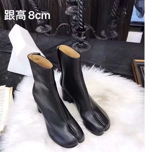 Brand Design Tabi Split Toe Chunky High Heel Boots Leather Atos Fashion Autumn Women Shoes Botas Mujer