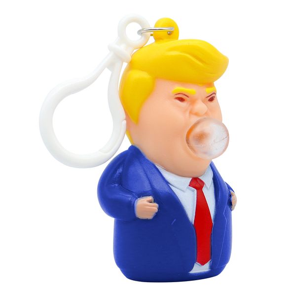 Trump Blows Bubbles Keychain Pendant Vinyl Trump Bubble Doll Keychain Decor Trump Keyring Hanging Charm for Car Backpack