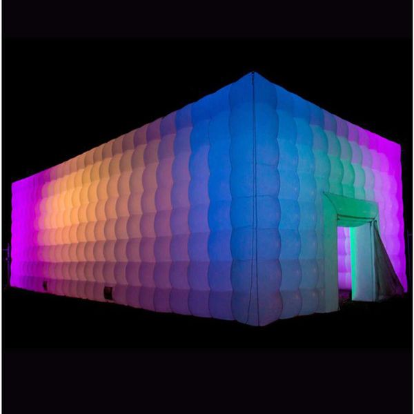 wholesale Large Magic Illuminated White Inflatable Cube Tent With Led Lighting Mobile Inflatable Night Club Room For Outdoor Events With blo