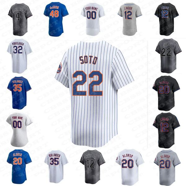 22 Juan Soto 27 Mark Vientos 2025 Season Baseball Jersey Pete Alonso Jose Iglesias Brandon Nimmo Kodai Senga Starling Marte Jeff McNeil Edwi
