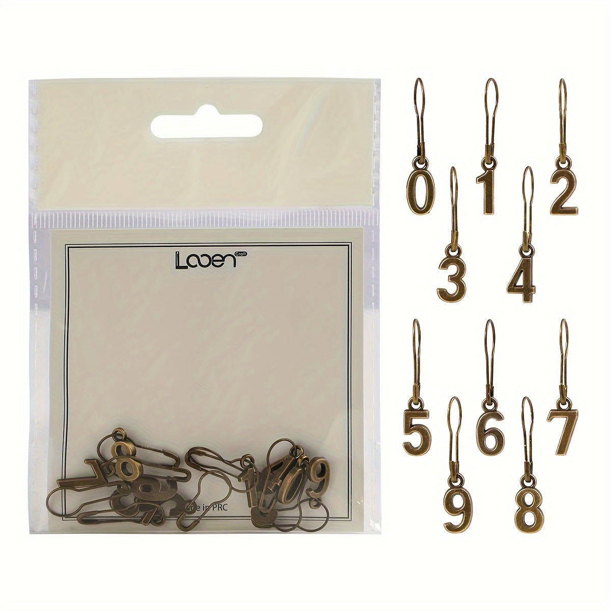 TEMU 10pcs-set 0~9 Numbered Needle Markers, Alloy Hook Needle Markers, Locking Needle Markers With Iron Gourd Pin, Used For Knitting, Weaving, Sewing