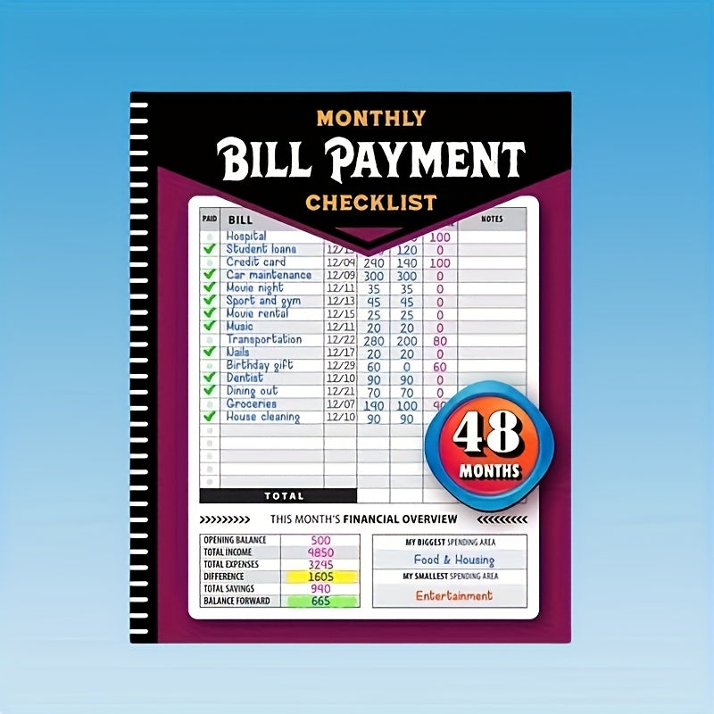 TEMU Monthly Bill Payment Notebook - , Adult Financial Organizer With Checklists, Budgeting Tools & Payment Records For Management