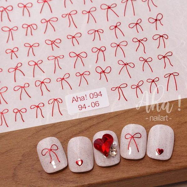 1pcs 3D Japanese Mini Bow Nail Art Stickers Fashion Cartoon Sale Black White Ribbon Nail Decoration Decals DIY Nail Accessories 240729