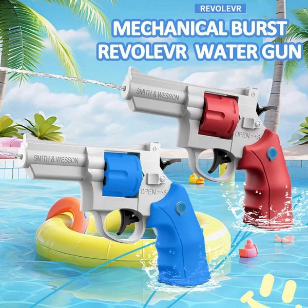 Sand Play Water Fun 1PCS Summer Water Gun Toy Mechanical Continuous Revolver Water Gun Toys Boys Girls Outdoor Beach Water Toys Kids Holiday