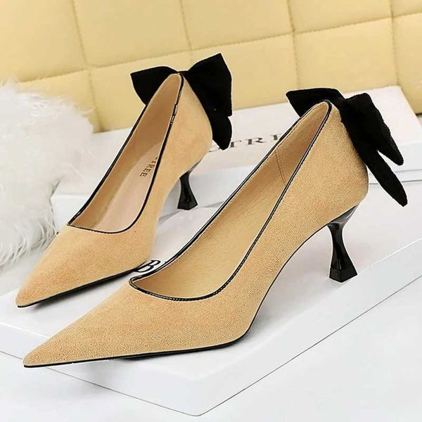 Dress Shoes BIGTREE Shoes Bowknot Female Kitten Heels Suede Women Pumps Spring New High-heels Fashion Sweet Ladies Shoes Luxury PumpsL464