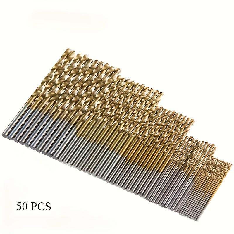 TEMU 50pcs Titanium-coated Hss Drill Bit Set, Accessories For Power Tools