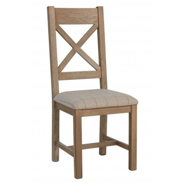Hexham Cross Back Dining Chair Natural Check