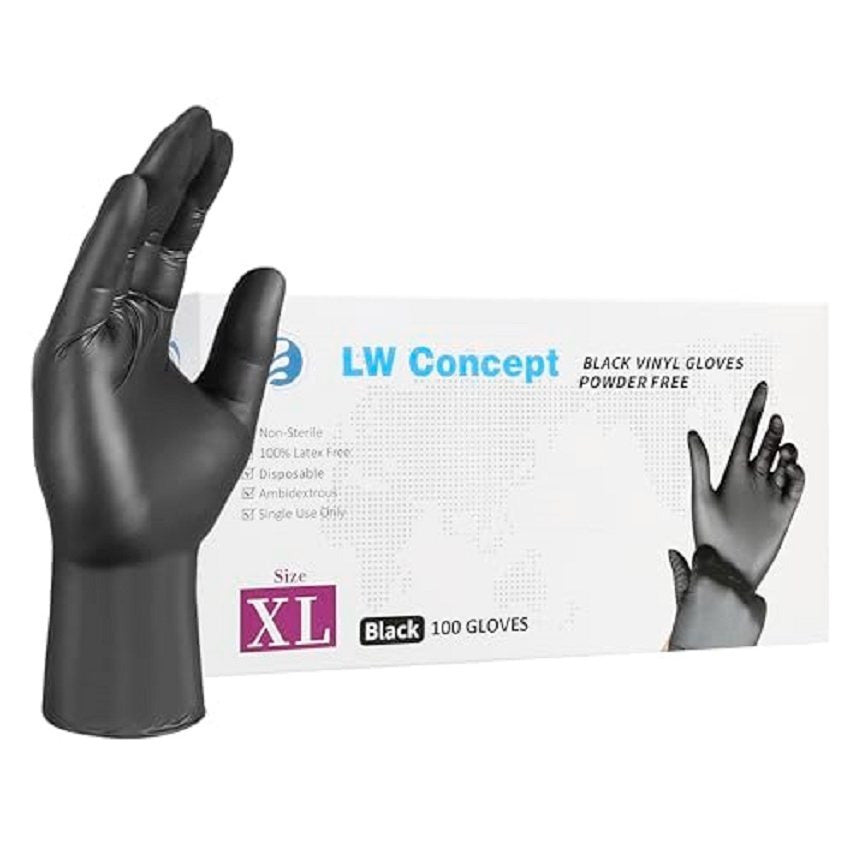 TEMU 100pcs Black Vinyl Synthetic Gloves, 4 Mil, Latex Free Disposable Gloves For Cooking, Cleaning, And Food Prep Outdoor Household Cooking Cleaning