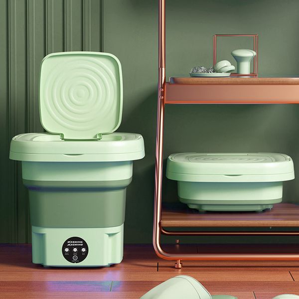 8L Foldable Washing Machine Portable Mini Socks Underwear Panties Washing Machine 12W 3 Modes Automatic Spinning Dry Washer