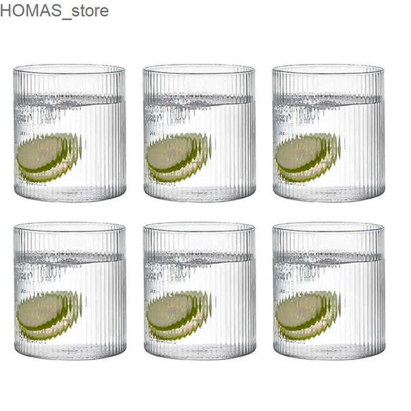 Wine Glasses 6 pieces of ultra light corrugated whiskey glass water glass juice glass and water cup set L240910