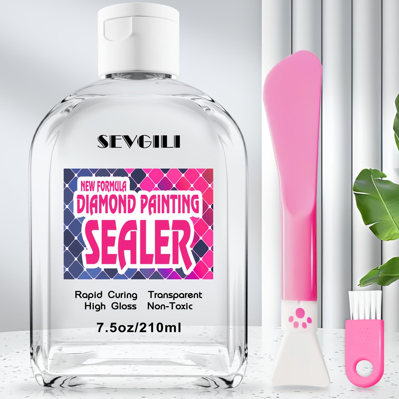 TEMU Upgraded Formula Sealant 7.5oz Kit, 200ml With Brush, Used For Diamond Painting, New Year Decoration Painting, Puzzle Surface Protection And