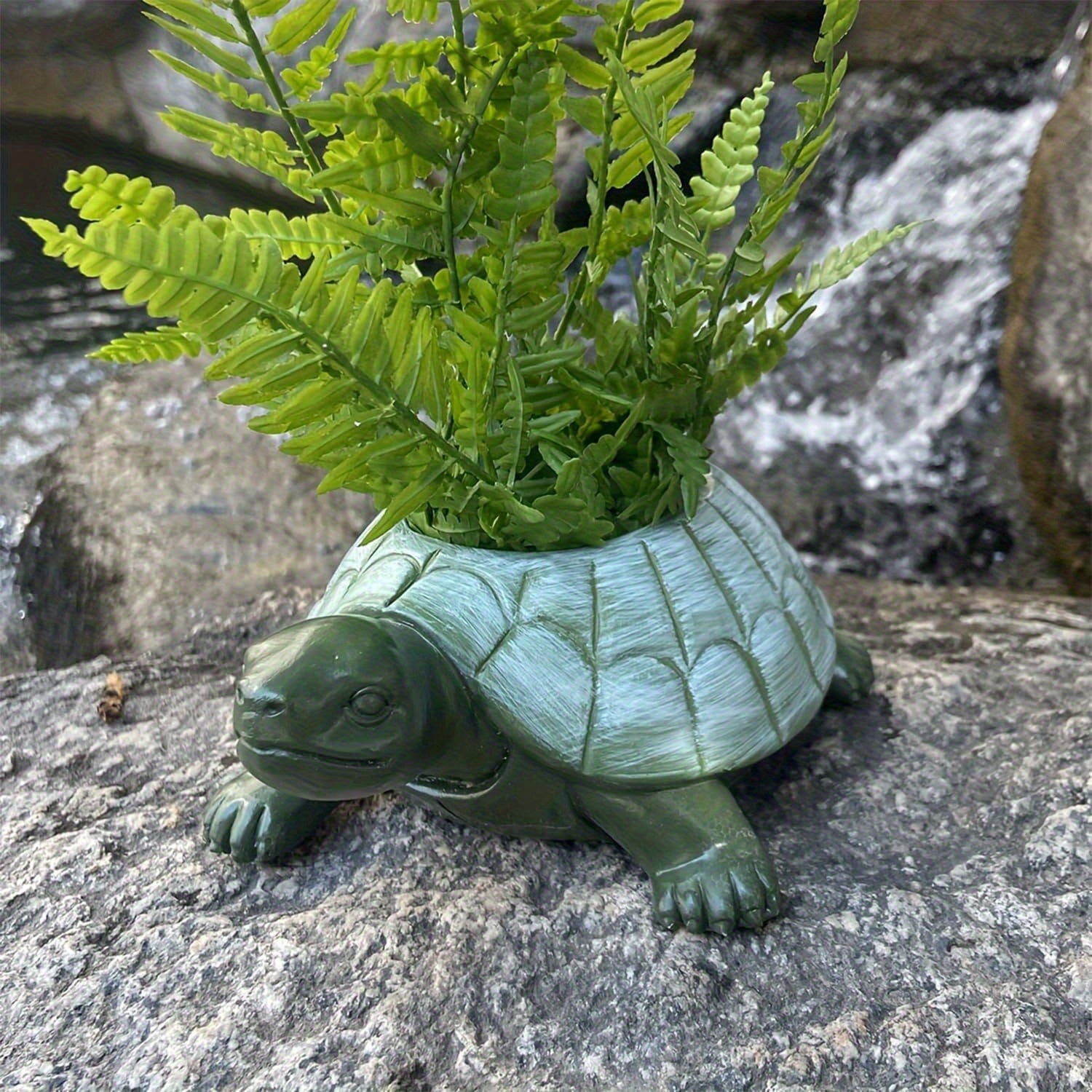 TEMU Turtle Planter Pot For Succulents & Cactus - Lightweight Plastic Turtle-shaped Flower Pot, Cute Animal Garden Statue Decor For Indoor-outdoor