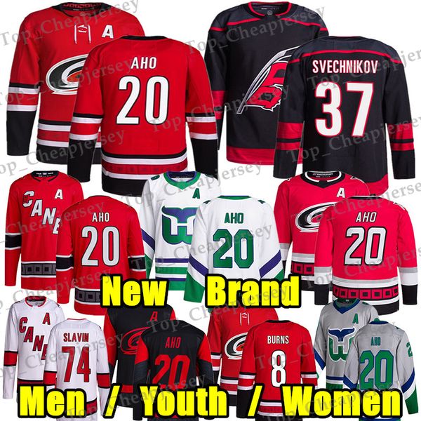 #20 Sebastian Aho Authentic Pro hockey jersey #37 Andrei Svechnikov Brent Burns Frederik Andersen Staal Martin Necas Ron Francis Seth Jarvis
