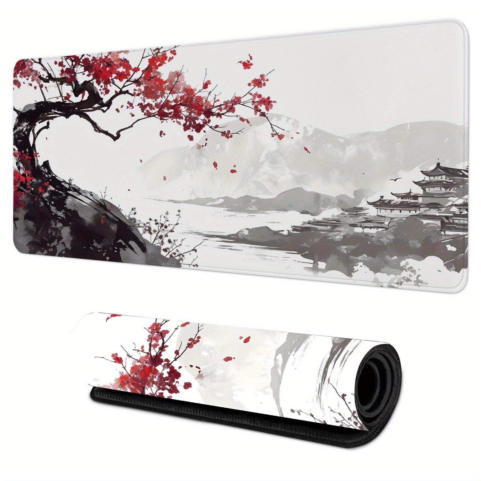 TEMU 1pc Mouse Pad Traditional Chinese Ink Painting Of And Landscape Large Keyboard And Laptop Pad For Office Decor Desk Mat Office Mouse Pad Gaming