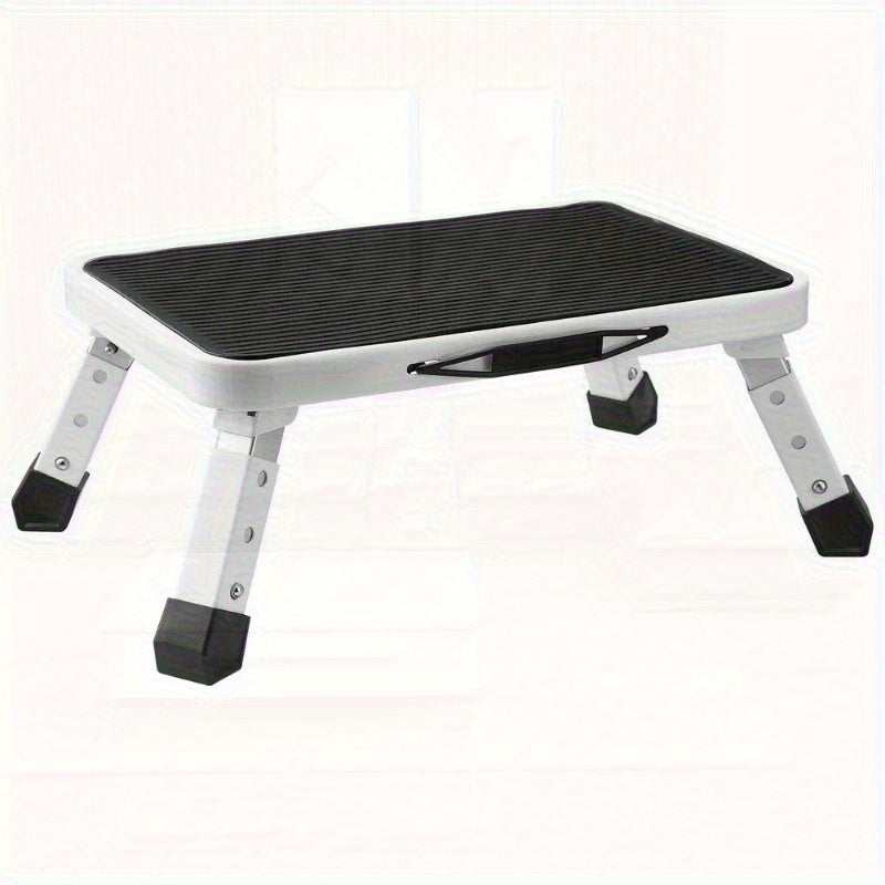 TEMU 1-pack 330 Lbs Capacity Foldable Steel Step Ladder, 3 Adjustable With Non-slip Sturdy Steps, Portable Heavy Duty Step Stool For Office, Rv,