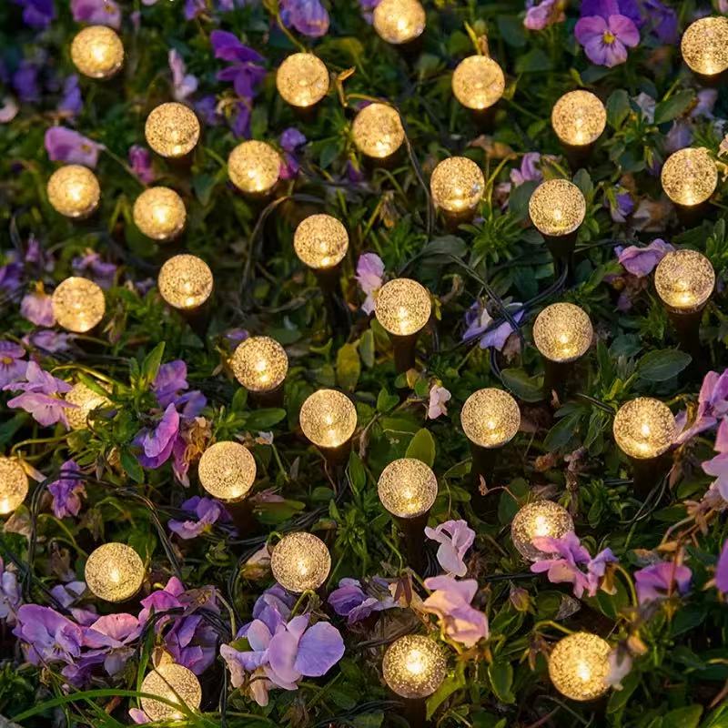 Multi-Colored Solar Bubble Light Strings for Outdoors: Choose from Three Lighting Effects