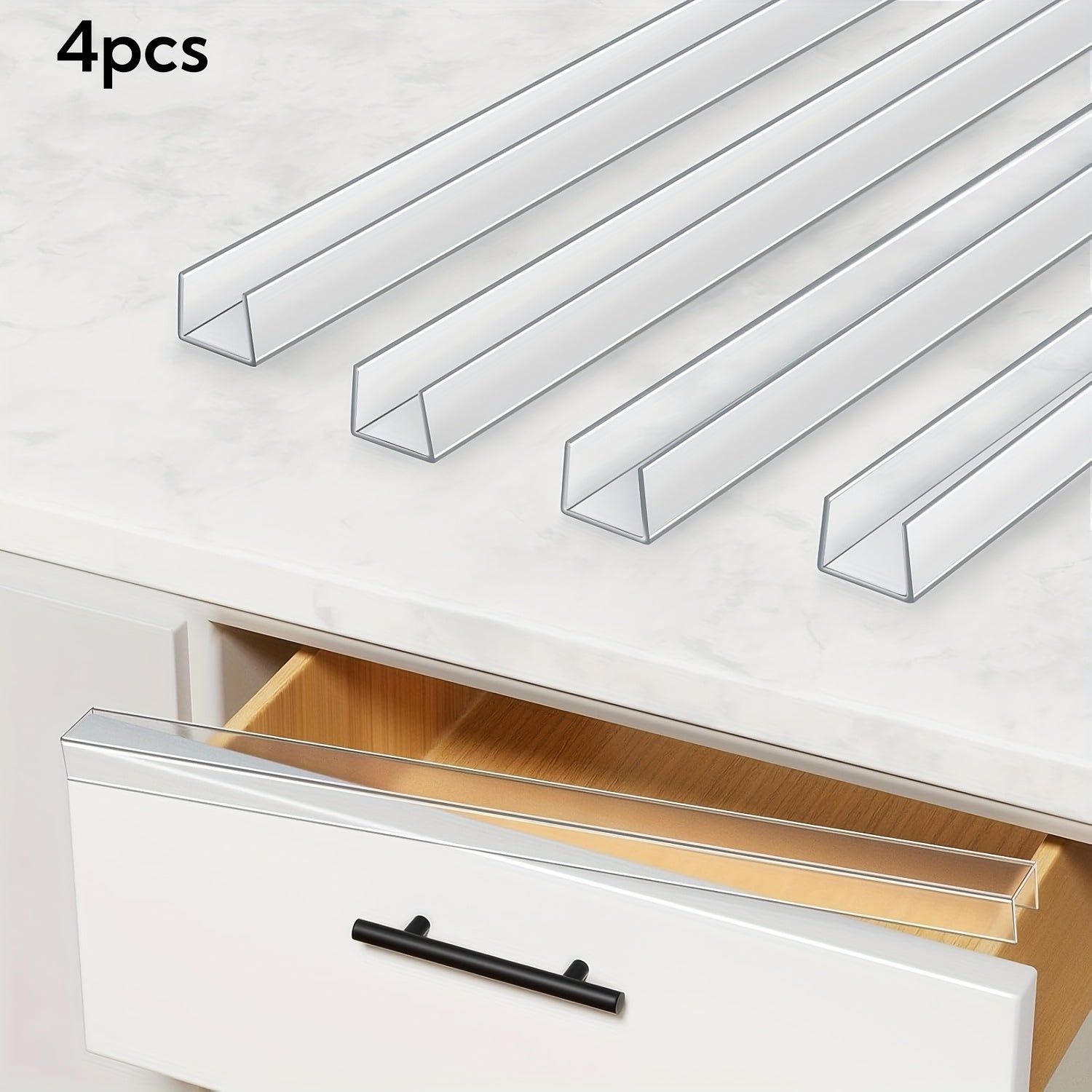 TEMU Slimline Cabinet Edge Protector - Prevents Chipping, Wear, Discoloration - Drawer Edge Guard, Bumper For Drawer - -on Installation - 3-4" Thick,