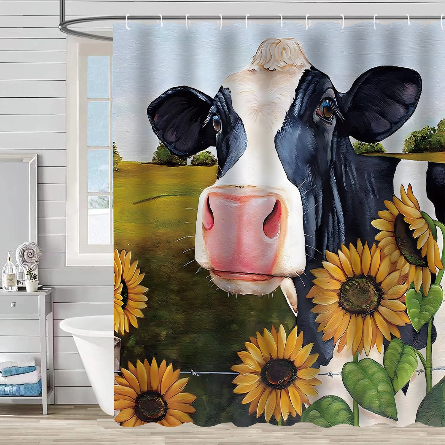 YL-37517 Hot selling digital printed shower curtain animal waterproof, mildew-proof and moisture-proof bathroom dry and wet separation curtain